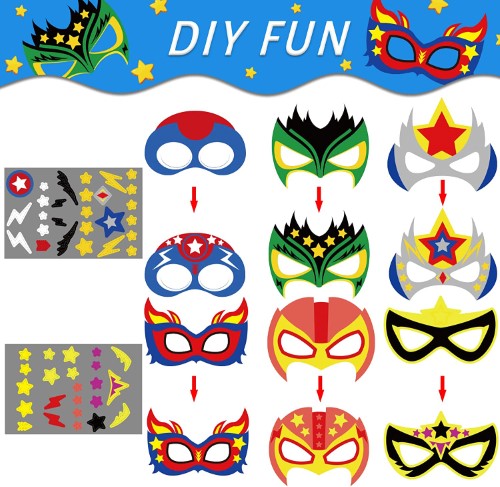 Kit 24 Antifaces de superhéroe personalizables - imagen adicional