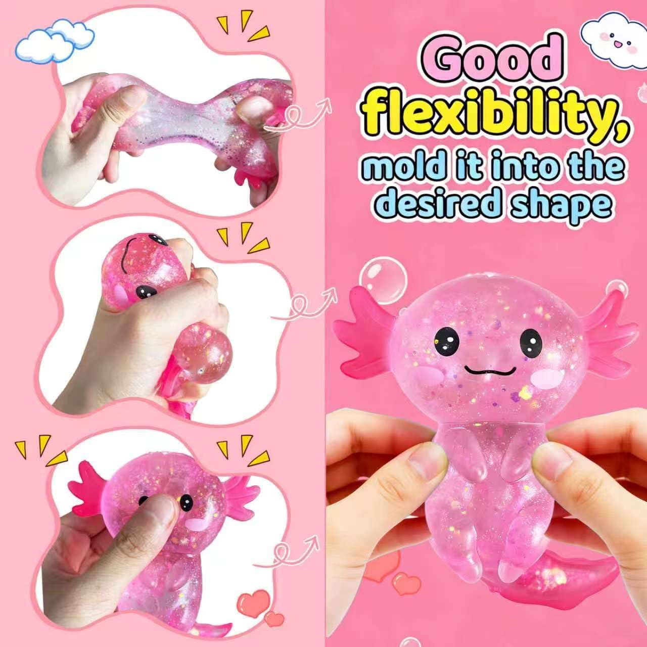 Ajolote apretable Axolotl Squishies Fidget - Rosa - imagen adicional
