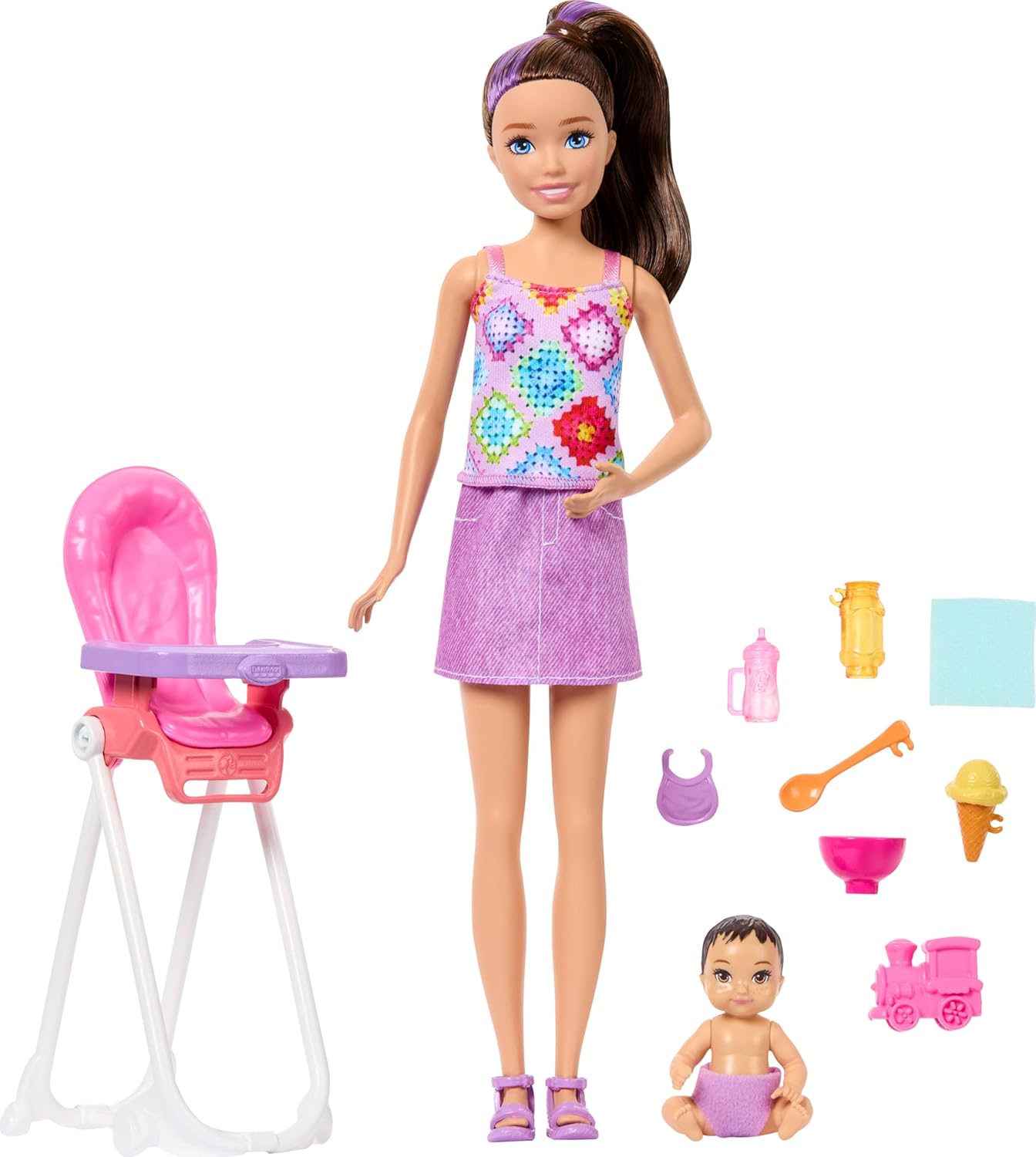 Barbie Skipper niñera con silla comedor bebé - imagen adicional