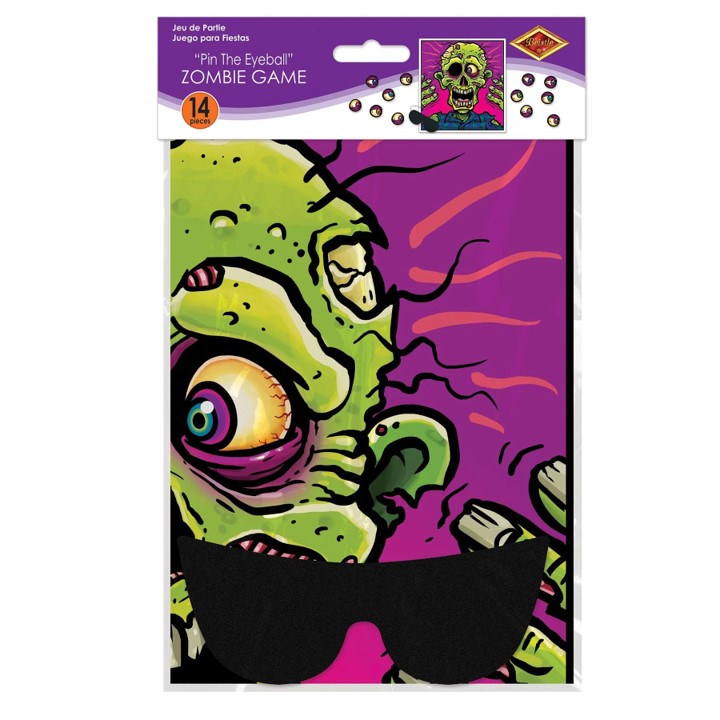 Juego de afiche y calcomanías poner ojo al zombie - imagen adicional