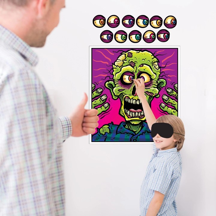 Juego de afiche y calcomanías poner ojo al zombie - imagen adicional