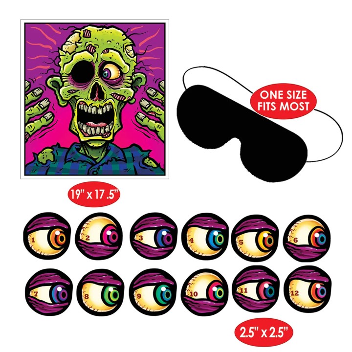 Juego de afiche y calcomanías poner ojo al zombie - imagen adicional