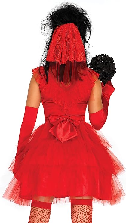 Beetlejuice disfraz novia de rojo Lydia Deetz 80s - imagen adicional