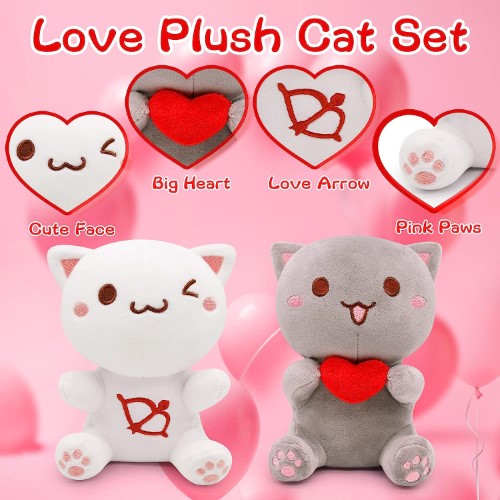 Set gatos de peluche Kawaii amor y amistad - imagen adicional