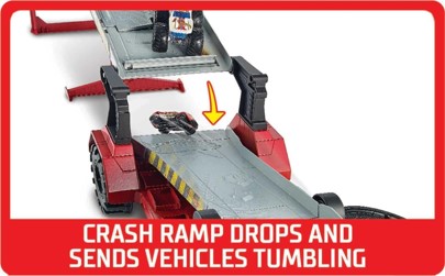 Hot Wheels Monster Trucks Trailer niñera con pista de obstáculos - imagen adicional