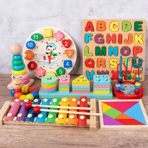 Juguete de madera Montessori Aros apilables pastel - imagen adicional