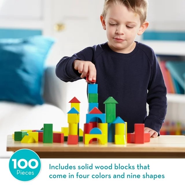 Melissa & Doug 100 bloques de madera - imagen adicional