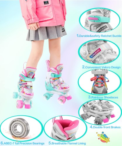 Patines de cuatro ruedas con luces Unicornio - Arcoíris - imagen adicional