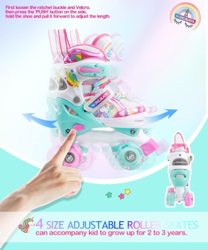 Patines de cuatro ruedas con luces Unicornio - Arcoíris - imagen adicional