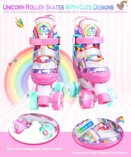 Patines de cuatro ruedas con luces Unicornio - Rosa - imagen adicional