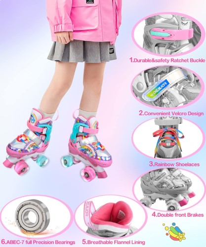 Patines de cuatro ruedas con luces Unicornio - Rosa - imagen adicional
