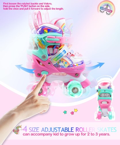 Patines de cuatro ruedas con luces Unicornio - Rosa - imagen adicional