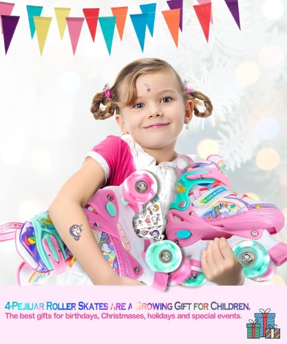 Patines de cuatro ruedas con luces Unicornio - Rosa - imagen adicional