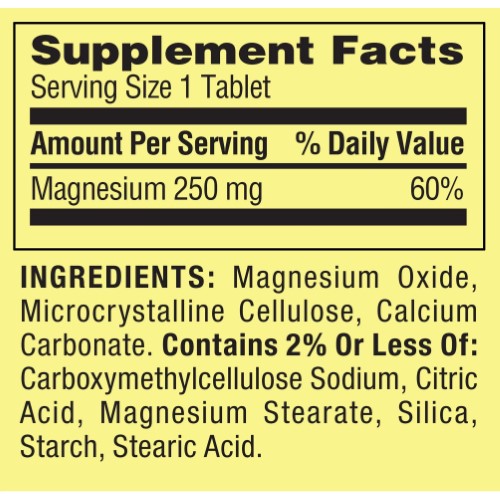 Spring Valley Magnesio 250mg frasco 100 Tabletas - imagen adicional