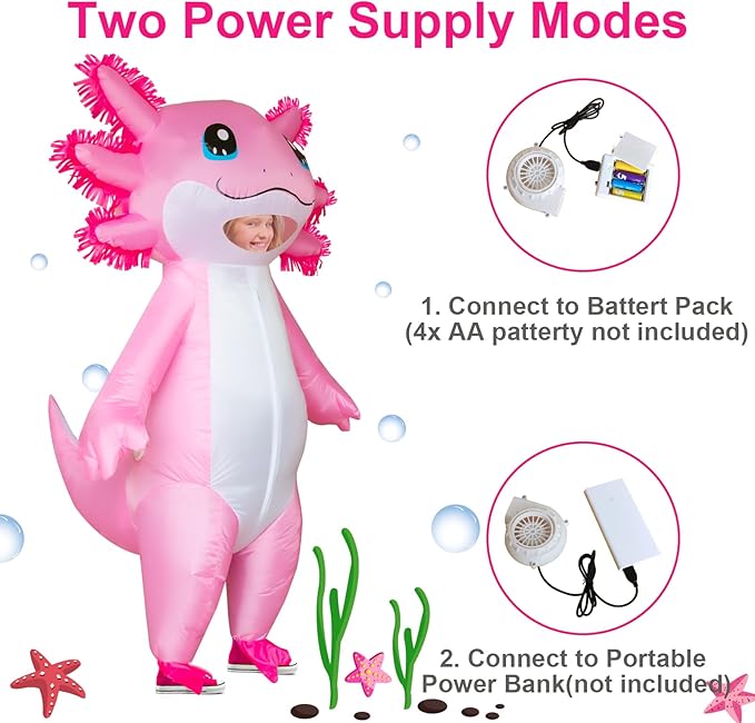 Disfraz inflable de ajolote Stegosaurus axolotl - imagen adicional