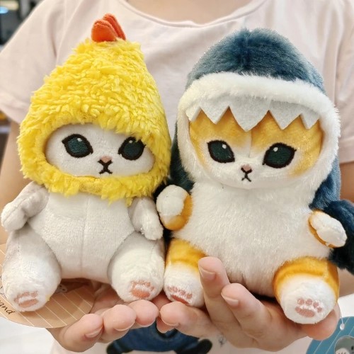 Peluche de gato con disfraz de tiburón 13 cm - imagen adicional