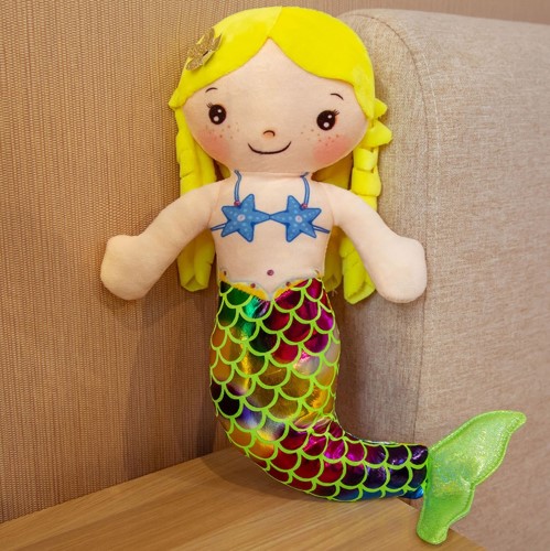 Sirena de felpa muñeca de Trapo 30 cm Amarillo - imagen adicional