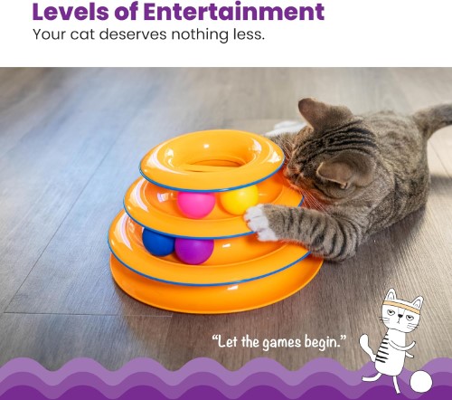 Juguete para gatos torre interactiva 3 niveles con bolas - imagen adicional