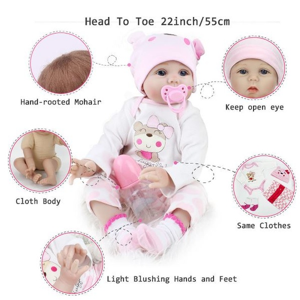 Muñeco bebé reborn 55 cm - imagen adicional