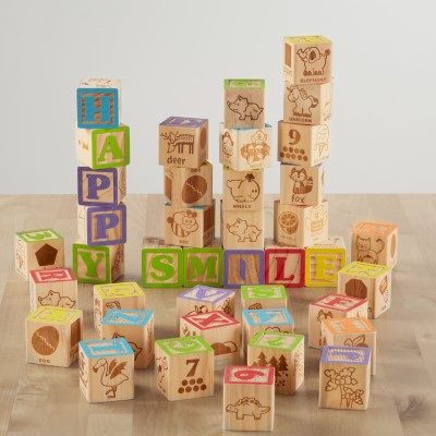 Cubos madera didácticos letras números - imagen adicional