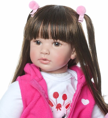 Muñeca reborn niña real cabello largo 60 cm - imagen adicional