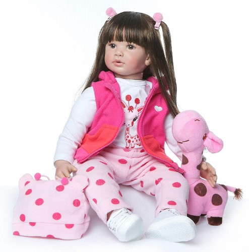 Muñeca reborn niña real cabello largo 60 cm - imagen adicional