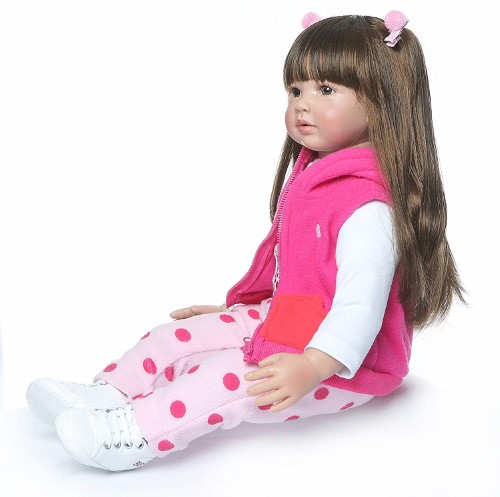 Muñeca reborn niña real cabello largo 60 cm - imagen adicional