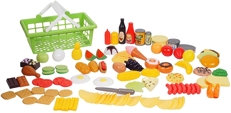 Canasta alimentos de juguete 100 piezas - imagen adicional