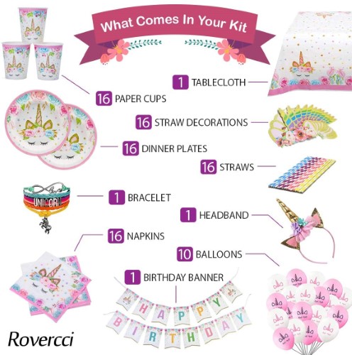Set de cumpleaños unicornio 16 personas - imagen adicional