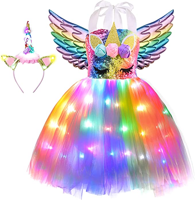 Disfraz Tutú hada princesa unicornio luces LED