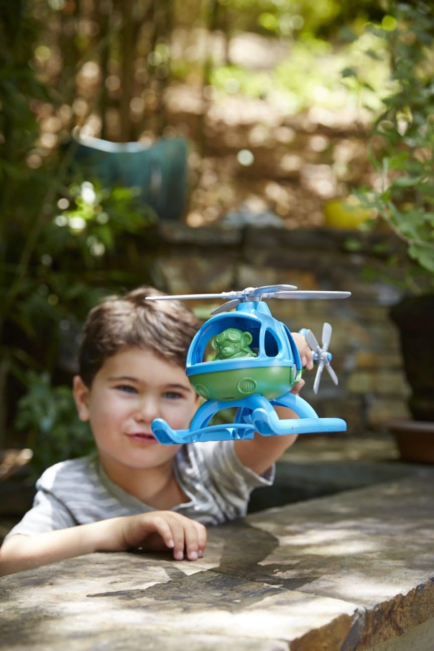 Green Toys helicóptero juguete hecho con plástico reciclado azul - vista alternativa